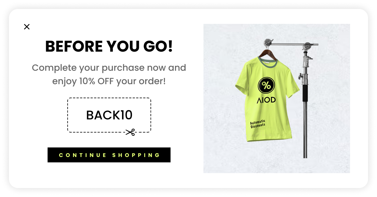 Exit Intent Discount Popup